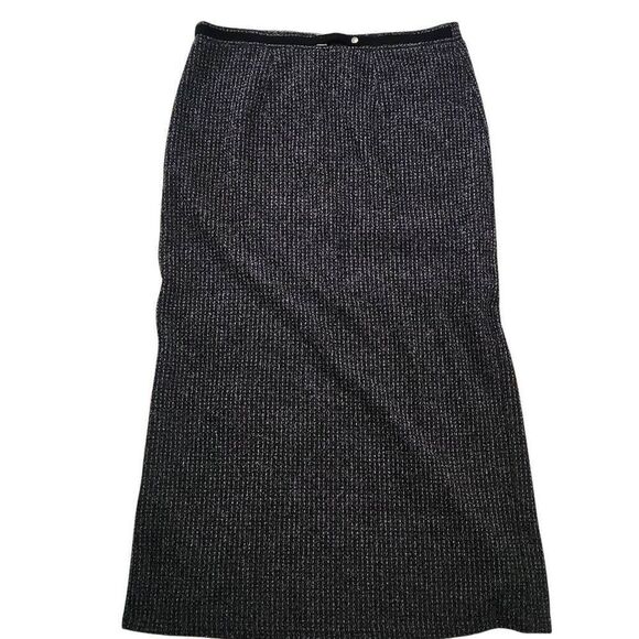 Emma & James Liz Claiborne Women's Size Large Black Gray Tweed Midi Split Skirt - Picture 1 of 4